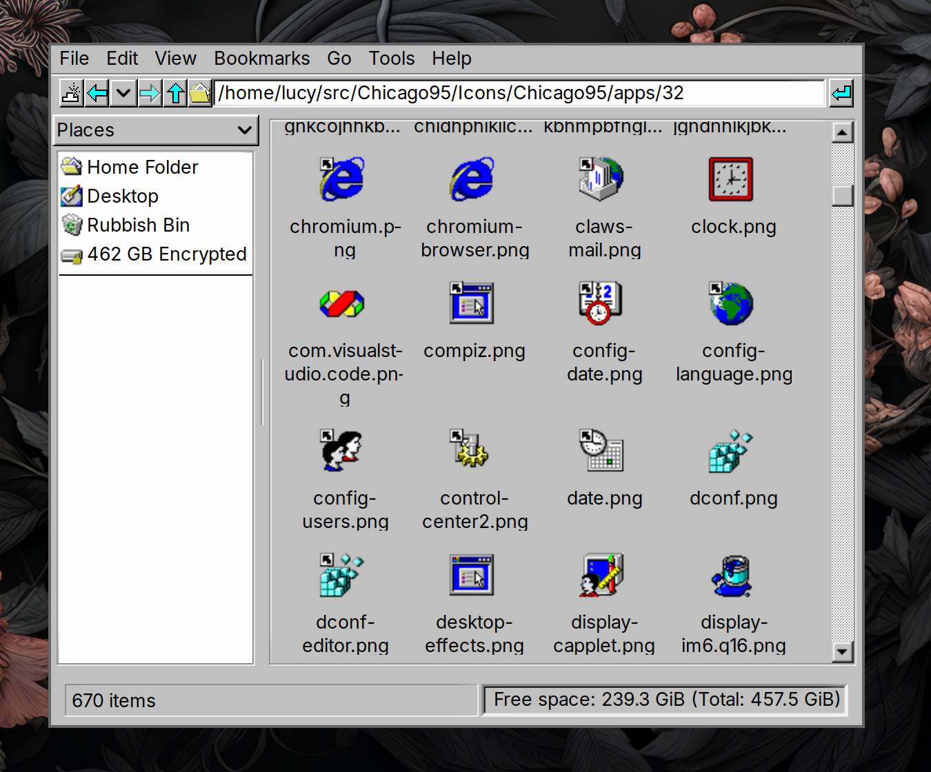 a screenshot of a file manager, styled to look like windows 95